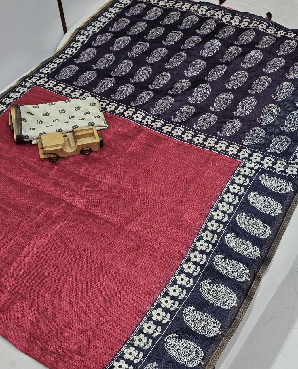 Pure cotton floral print saree