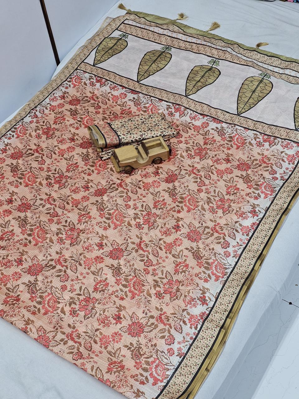 Prue cotton Floral print saree