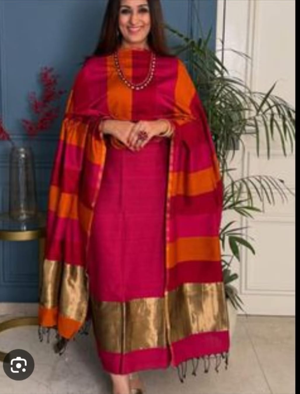 Pure Banarsi Plain suits with stripe dupatta