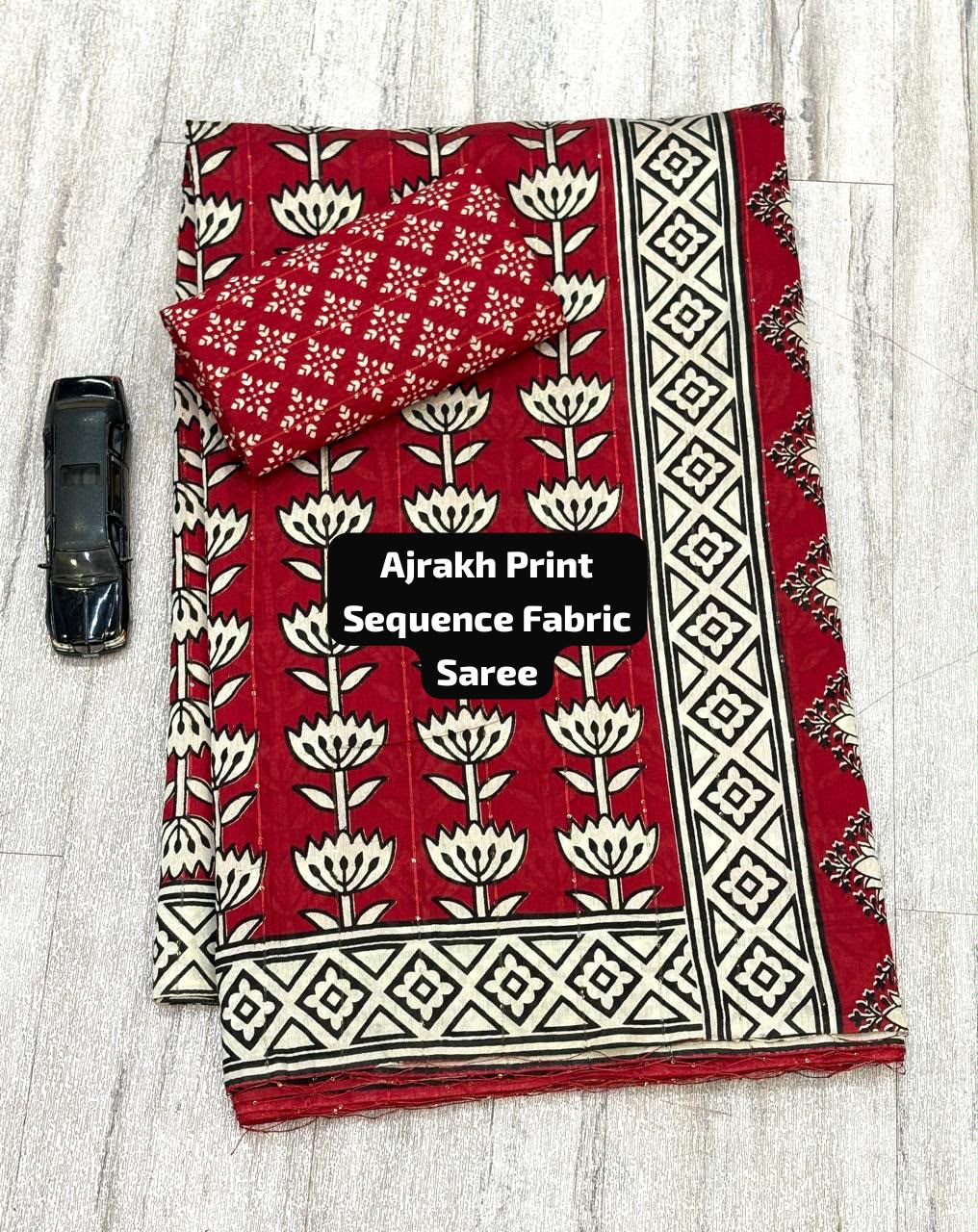Ajrakh print saree