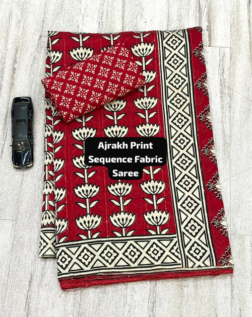 Ajrakh print saree