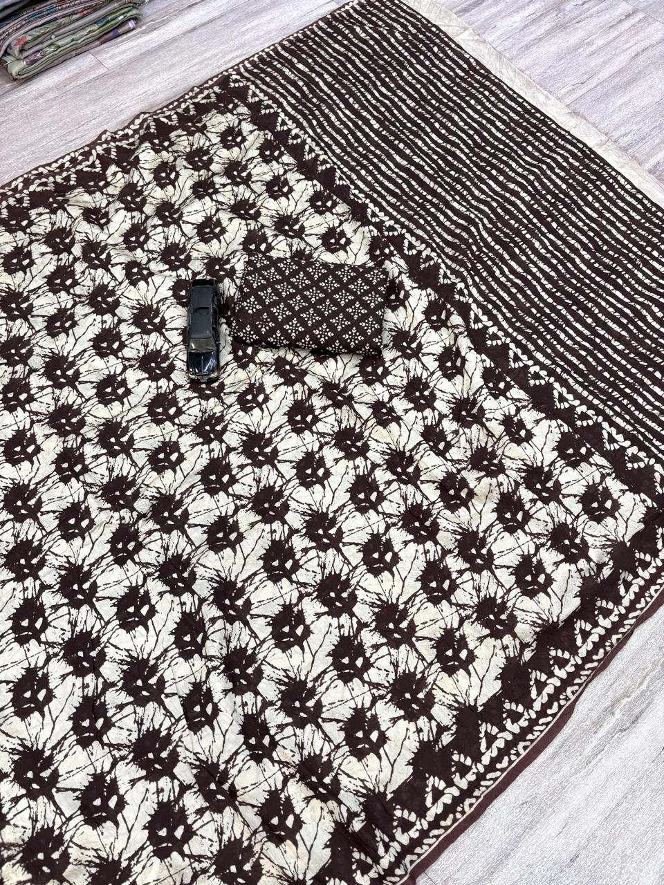 Pure cotton chanderi printed saree