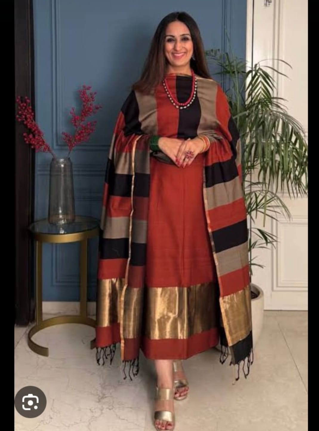 Pure Banarsi Plain suits with stripe dupatta