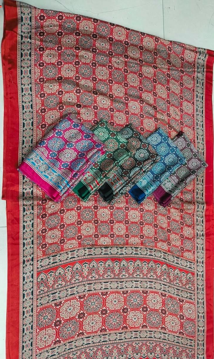 Ajrakh print saree