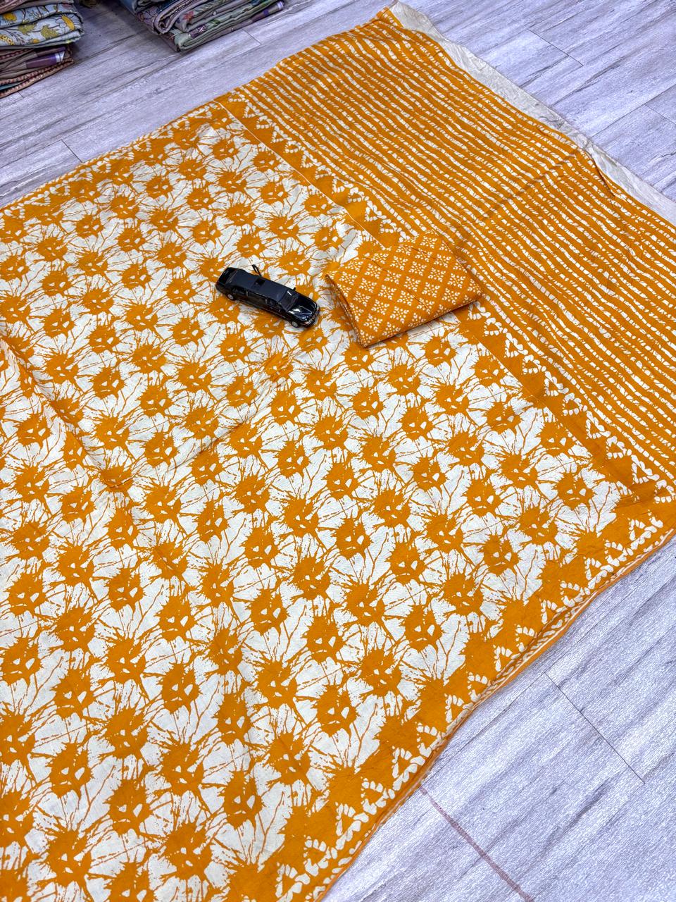 Pure cotton chanderi printed saree