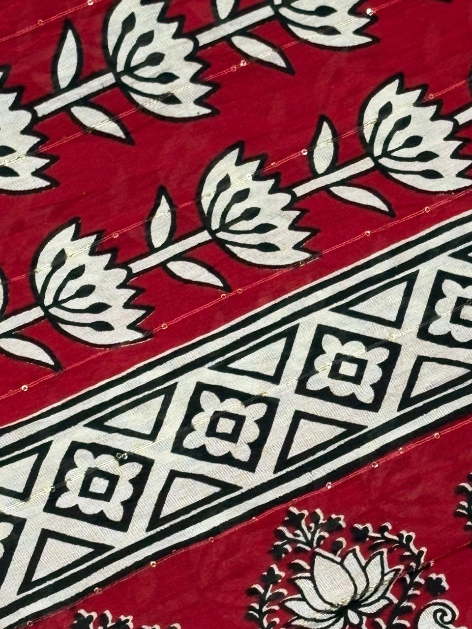 Ajrakh print saree
