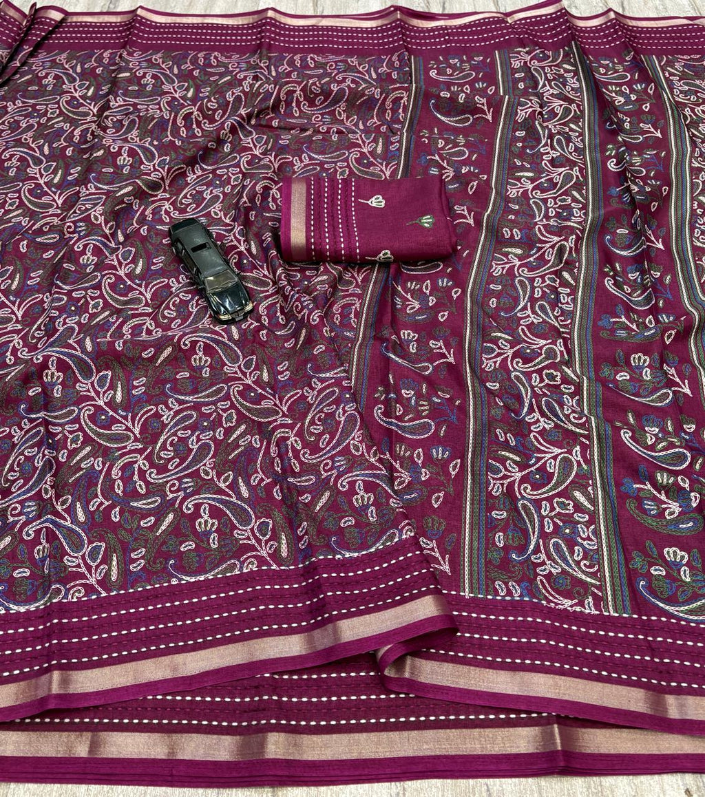 Kashmiri print cotton saree