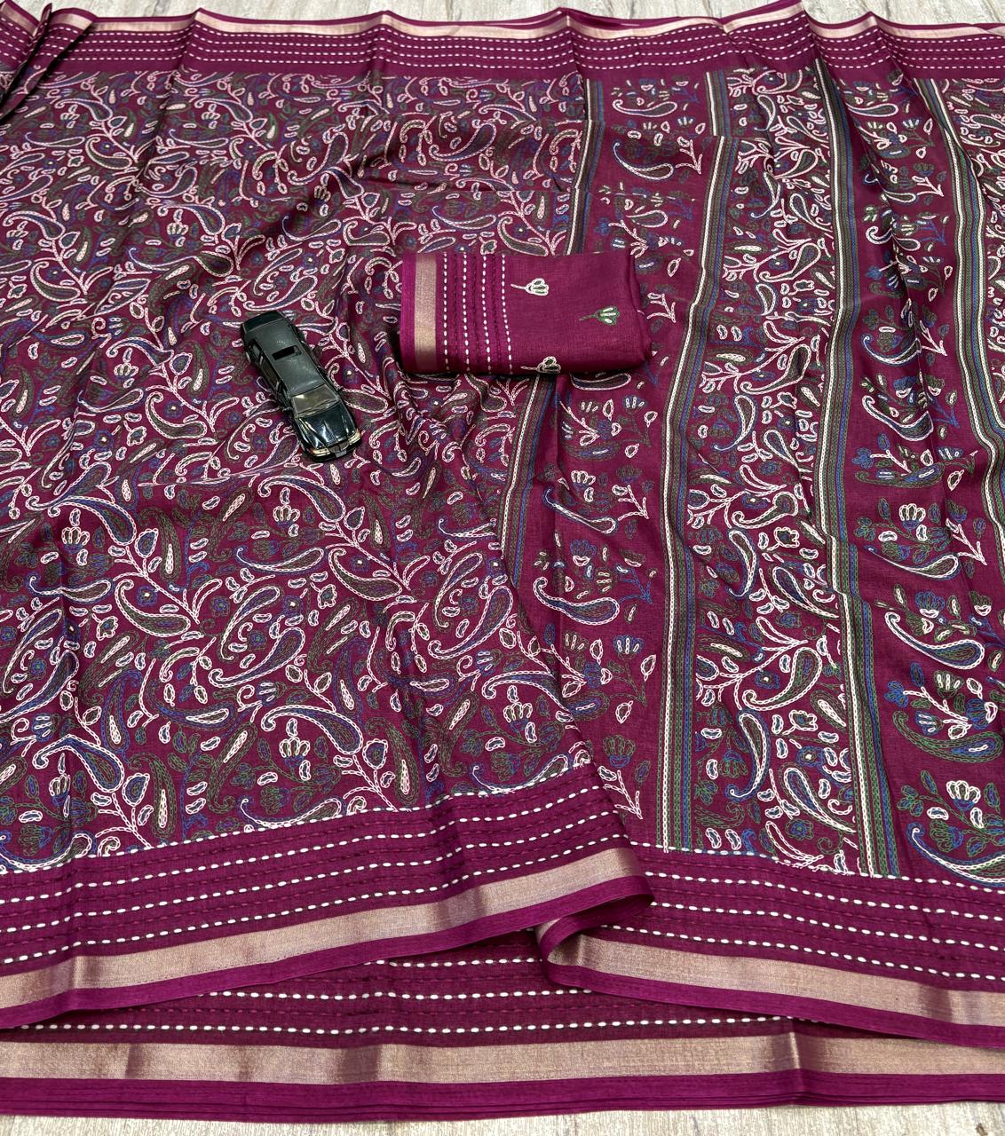 Kashmiri print cotton saree