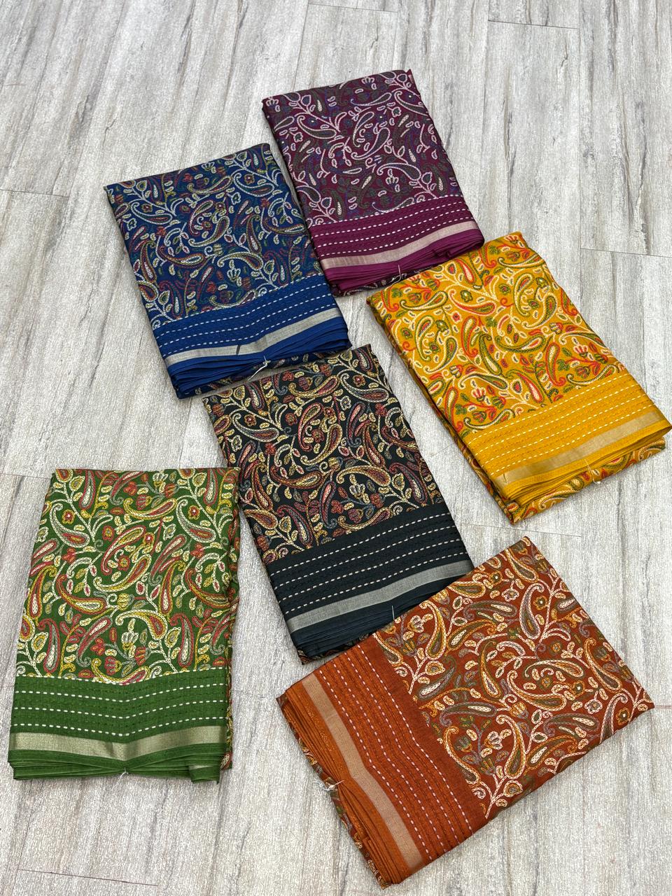 Kashmiri print cotton saree