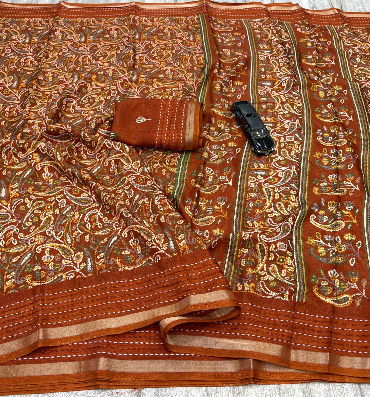 Kashmiri print cotton saree