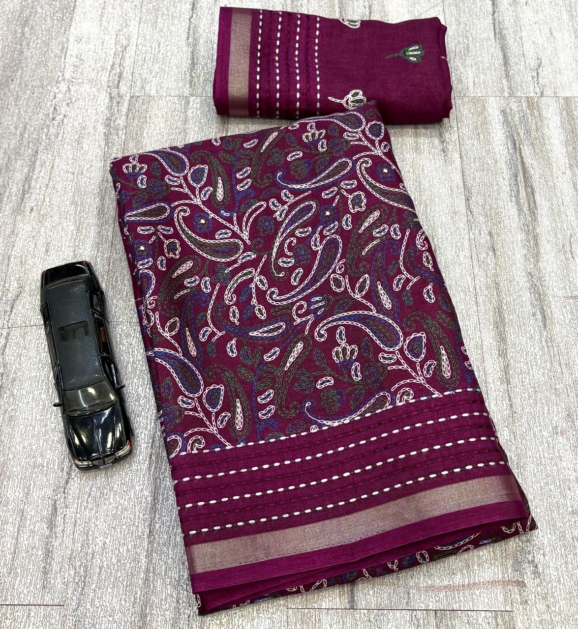 Kashmiri print cotton saree