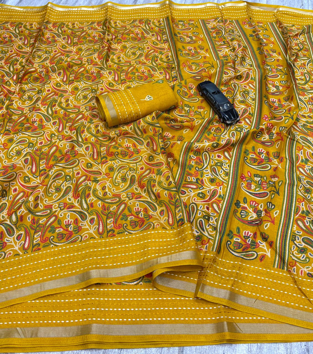 Kashmiri print cotton saree
