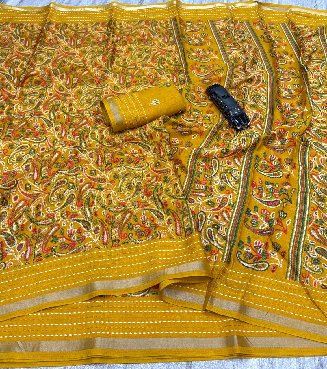 Kashmiri print cotton saree
