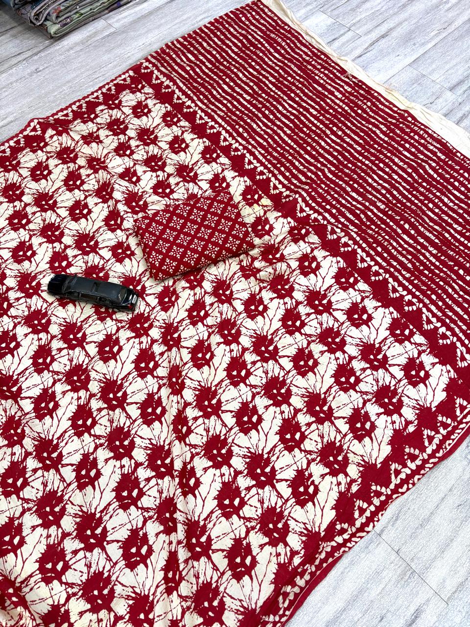Pure cotton chanderi printed saree