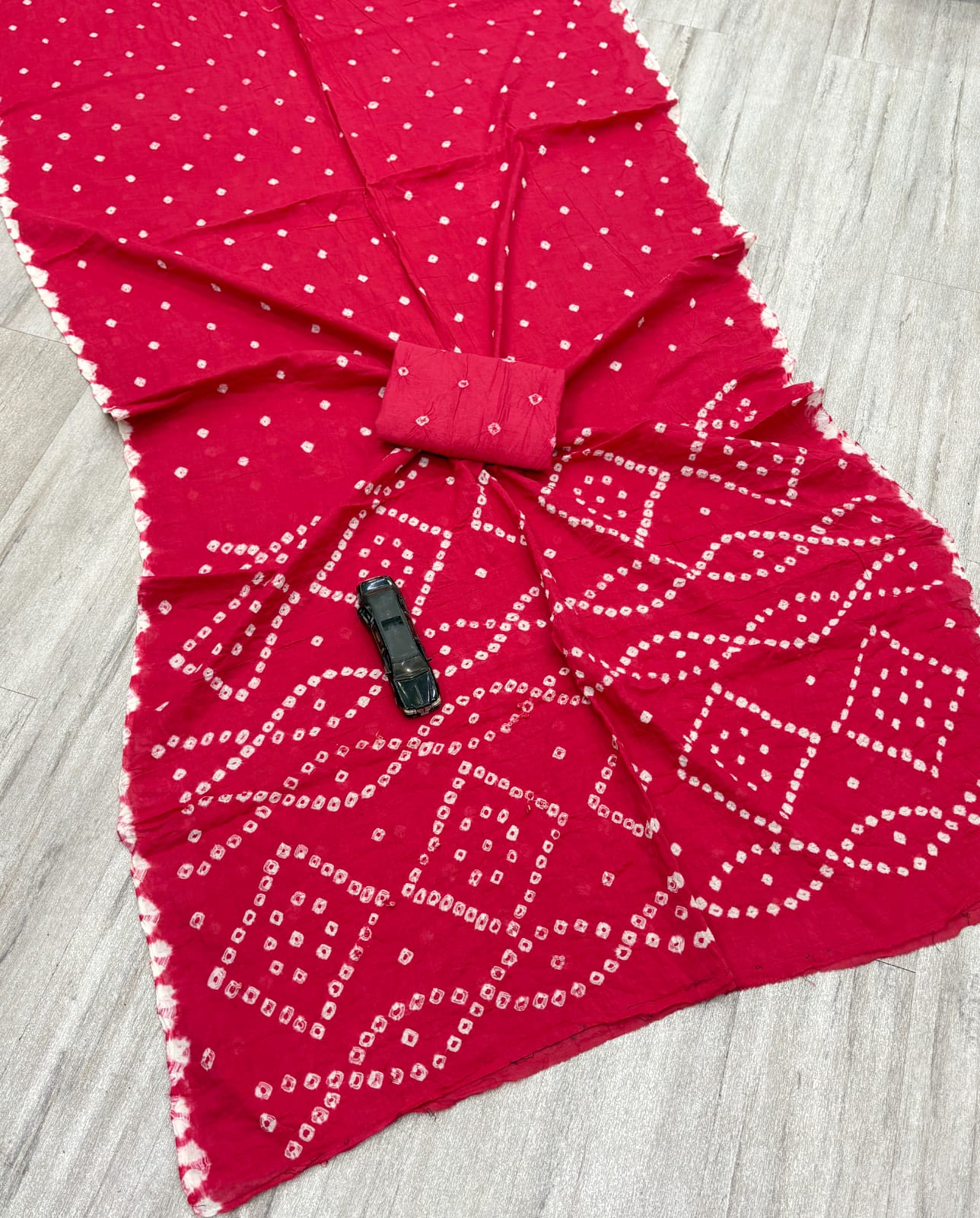 Pure cotton hand Bandhej saree