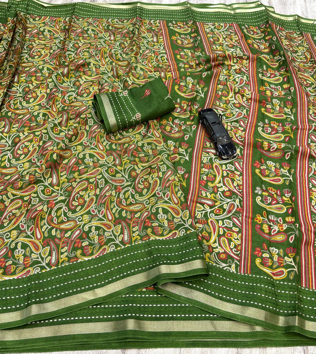 Kashmiri print cotton saree