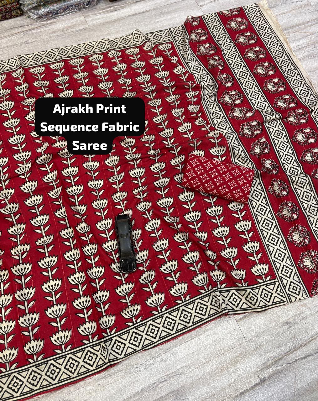 Ajrakh print saree
