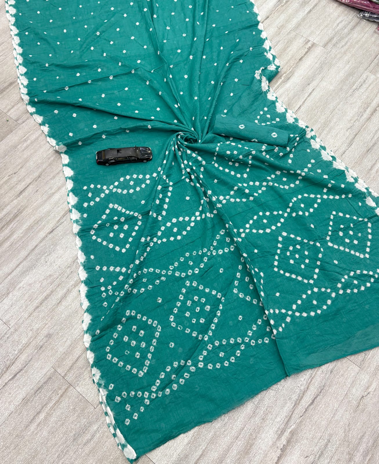 Pure cotton hand Bandhej saree