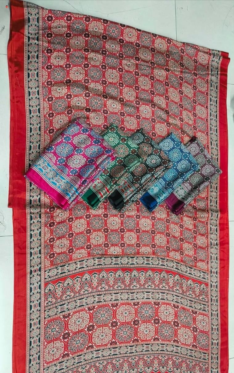 Ajrakh print saree