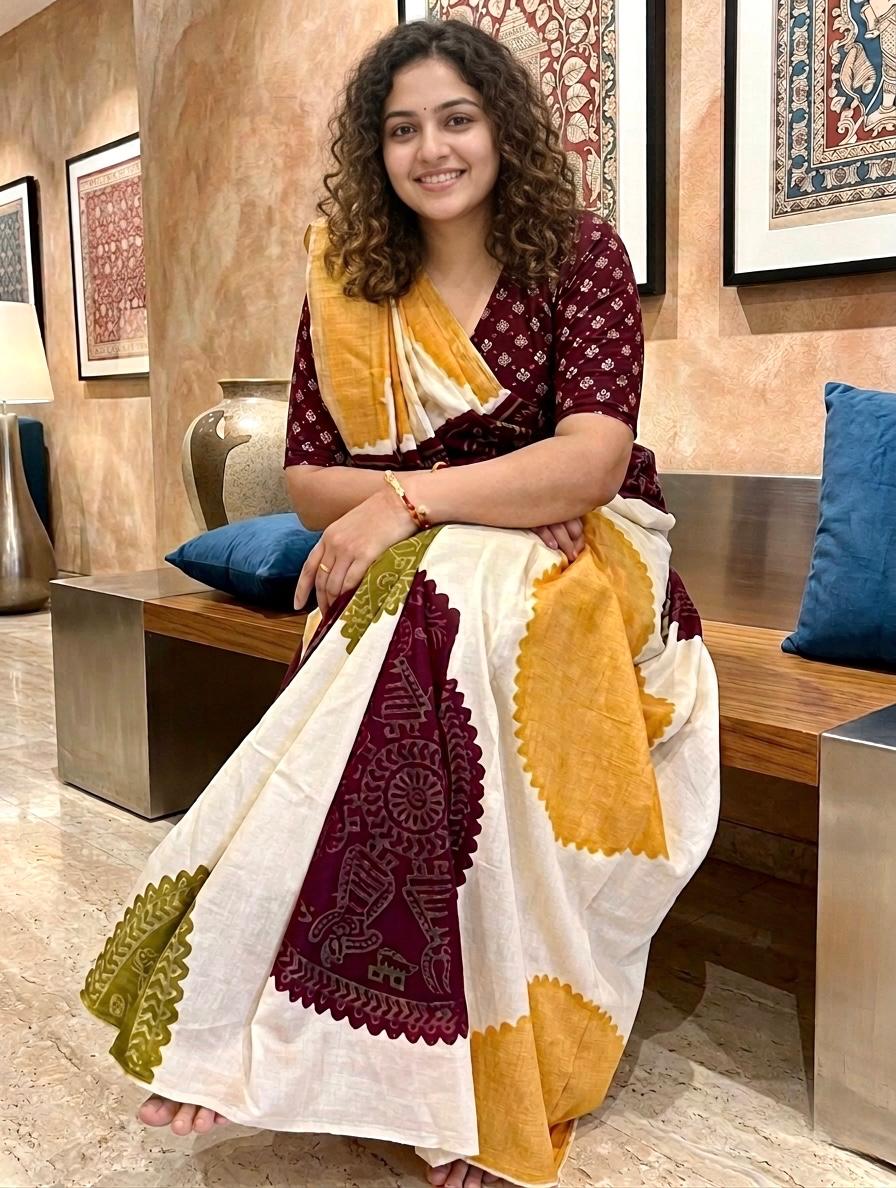 Fancy pure mul cotton saree