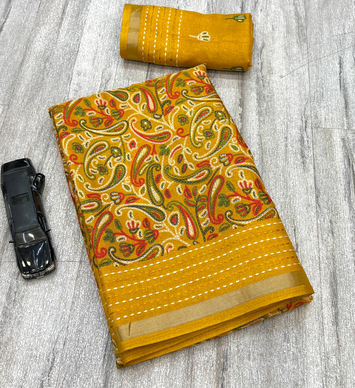 Kashmiri print cotton saree