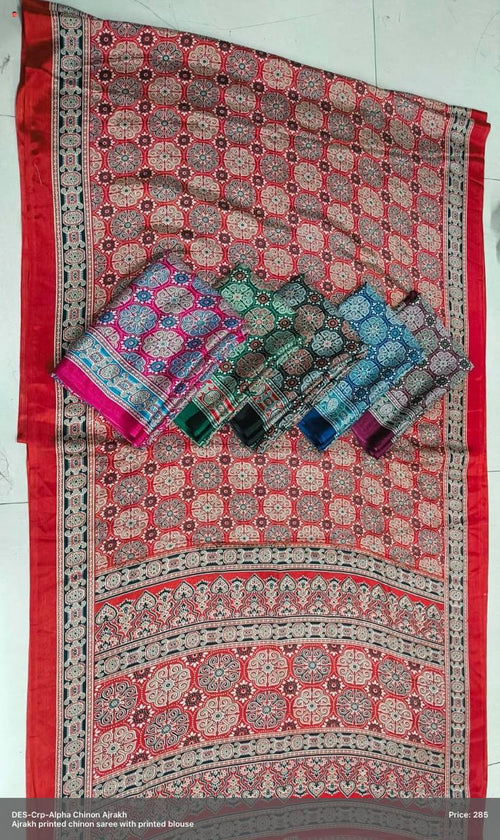 Ajrakh print saree